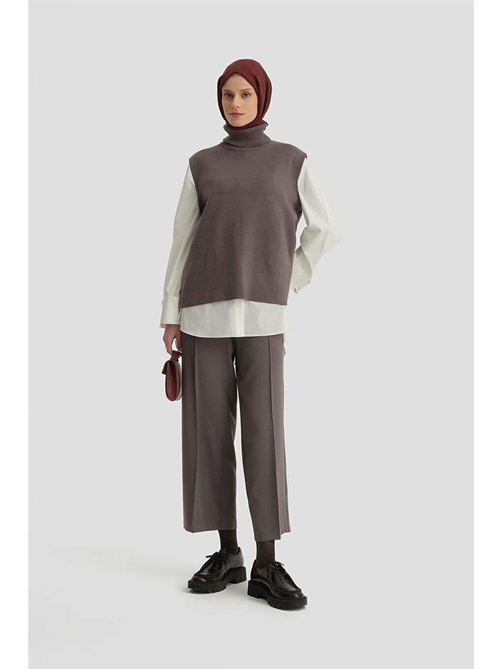 Gri Beli Apoletli Palazzo Pantolon 24Kh2722 Antrasit-1