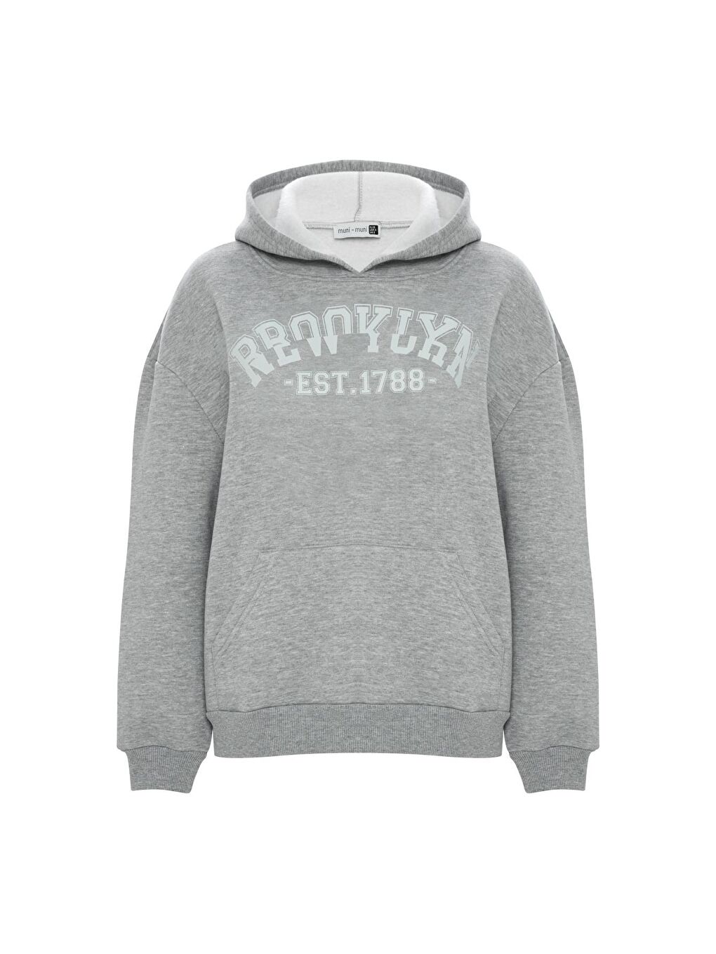 Baskılı Düz Renk Sweatshirt - Gri