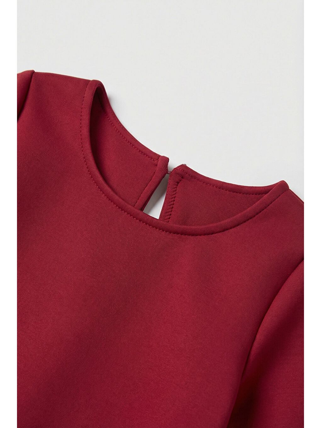 Kız Çocuk Pamuklu Kırmızı Fırfır Fiyonk Detaylı Elbise-3