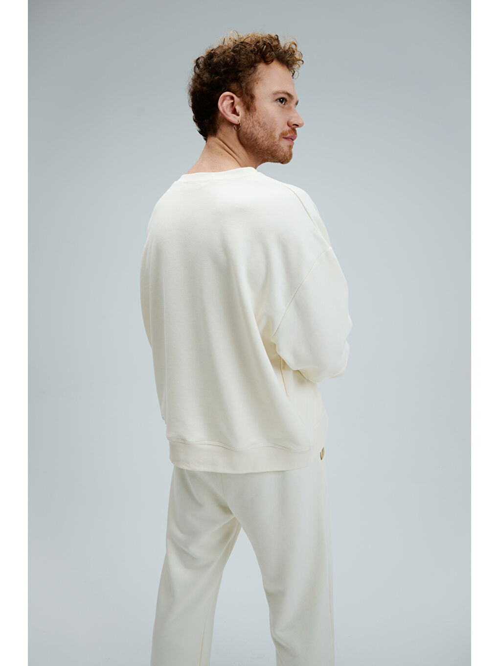 Ekru Erkek Timeless Oversize Krem Sweatshirt-4