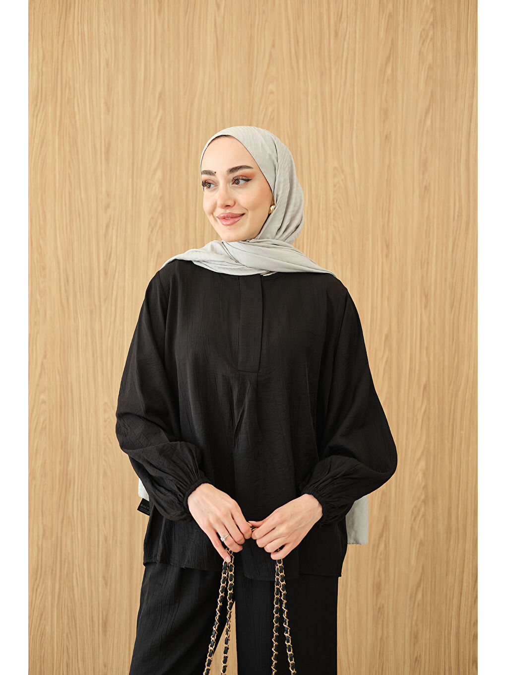 Kadın Gizli Fermuar Detaylı Takım Siyah-2