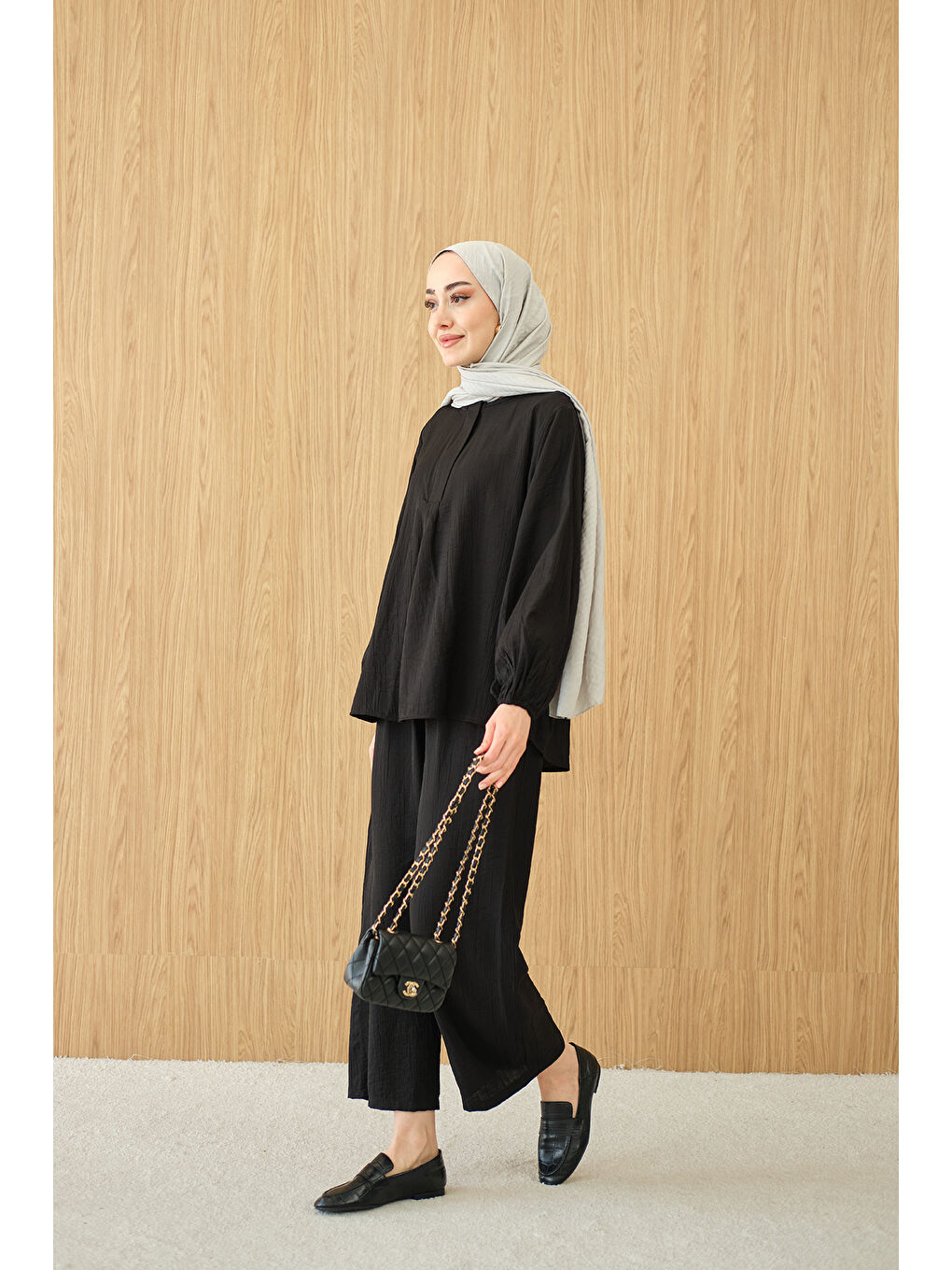 Kadın Gizli Fermuar Detaylı Takım Siyah-4