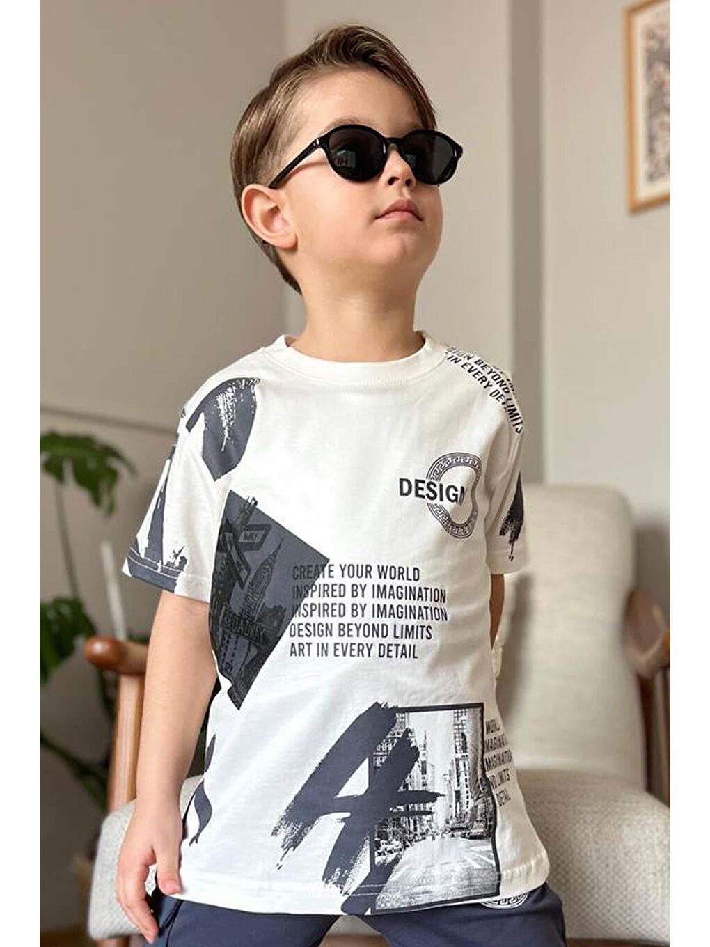 Erkek Çocuk Kargo Cepli ve Design Baskılı Siyah Eşofman Takım-2