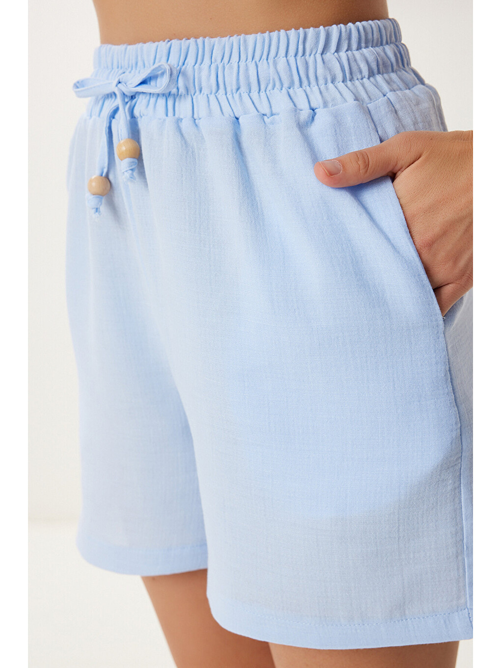 Müslin Bluz Şort Takım Gök Mavi Lmc0063-4