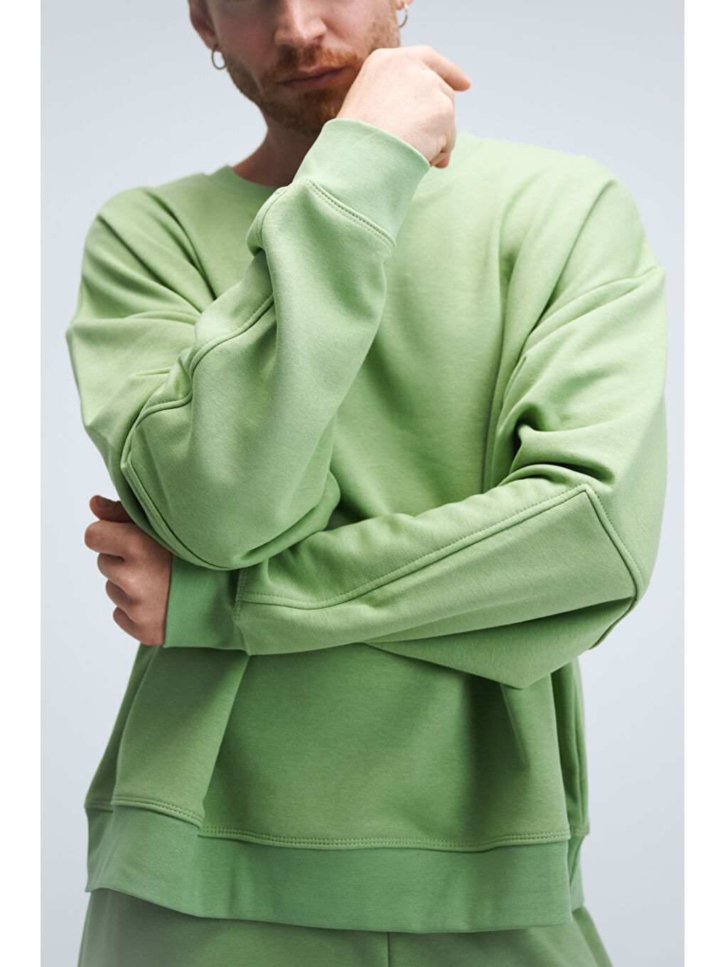 Erkek Timeless Oversize Fıstık Yeşili Sweatshirt-1