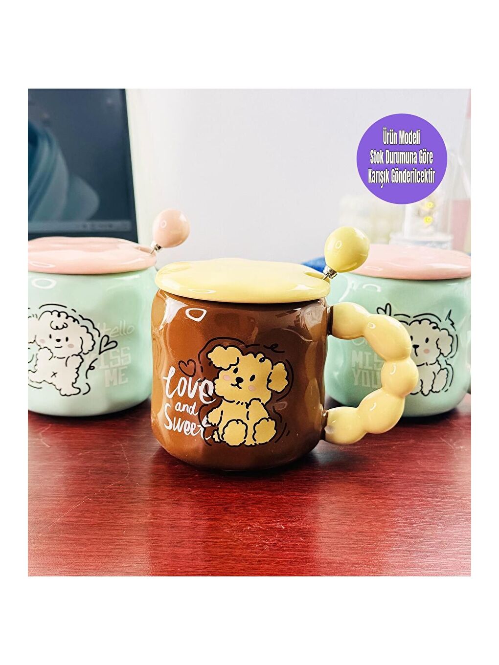 Karışık Sevimli Köpek Tasarımlı Seramik Kupa-2