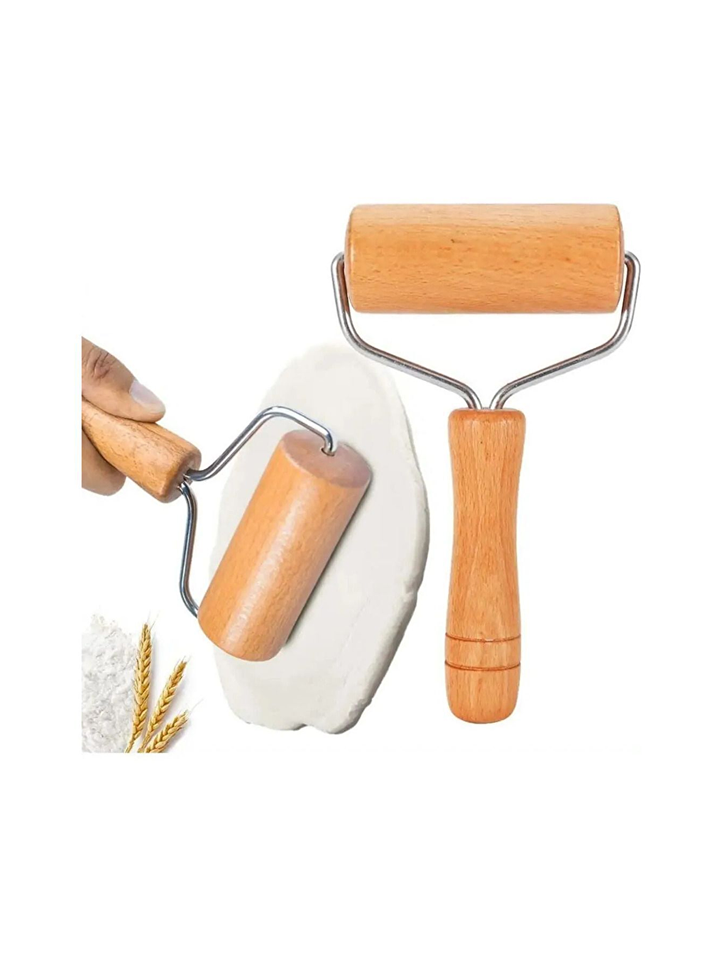 Siyah Silikon Hamur Açma Matı 45 X 65 Cm, 32 Cm Pizza Tepsisi Ve Ahşap Saplı Hamur Açıcı-1