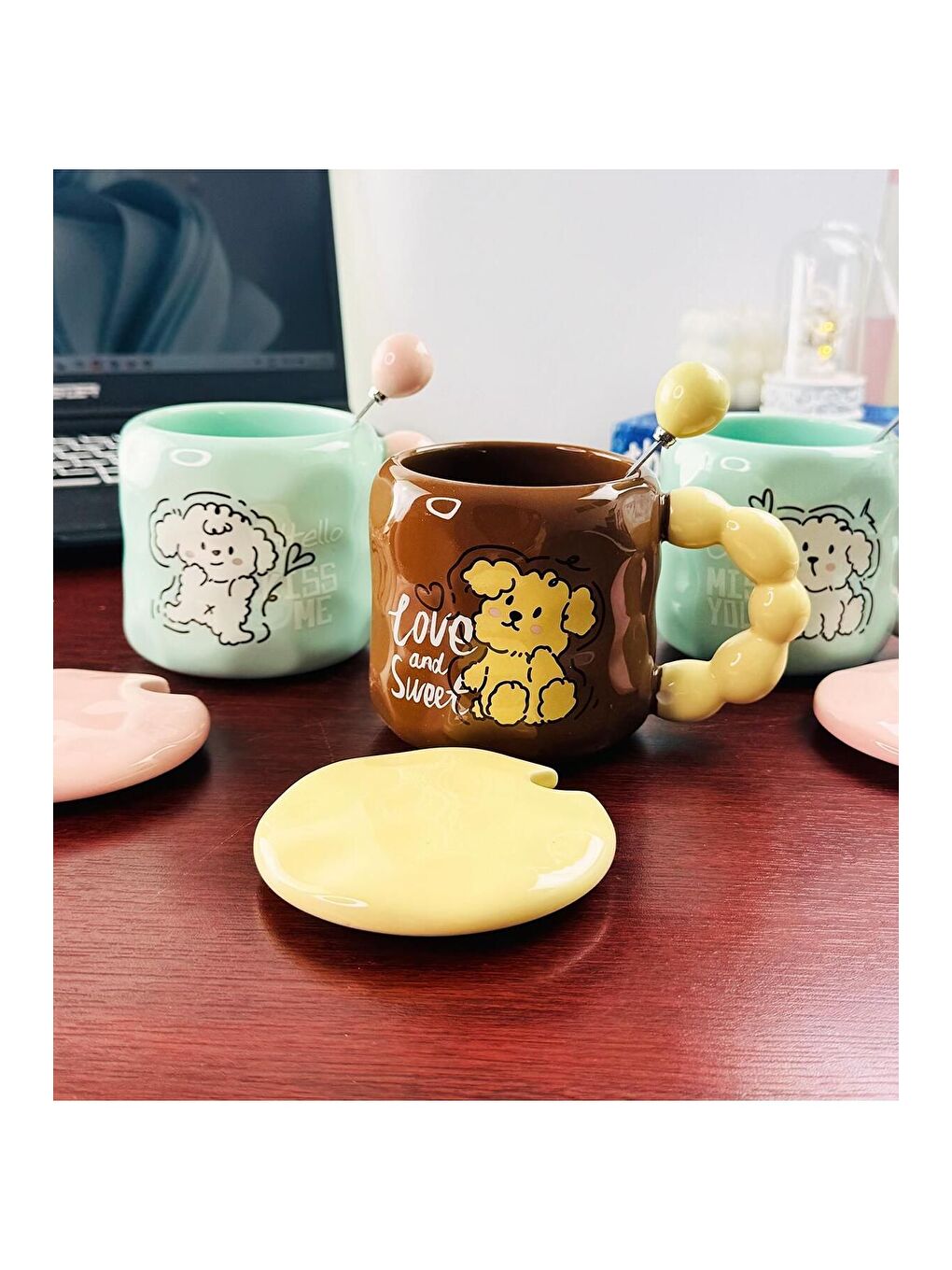 Karışık Sevimli Köpek Tasarımlı Seramik Kupa-3