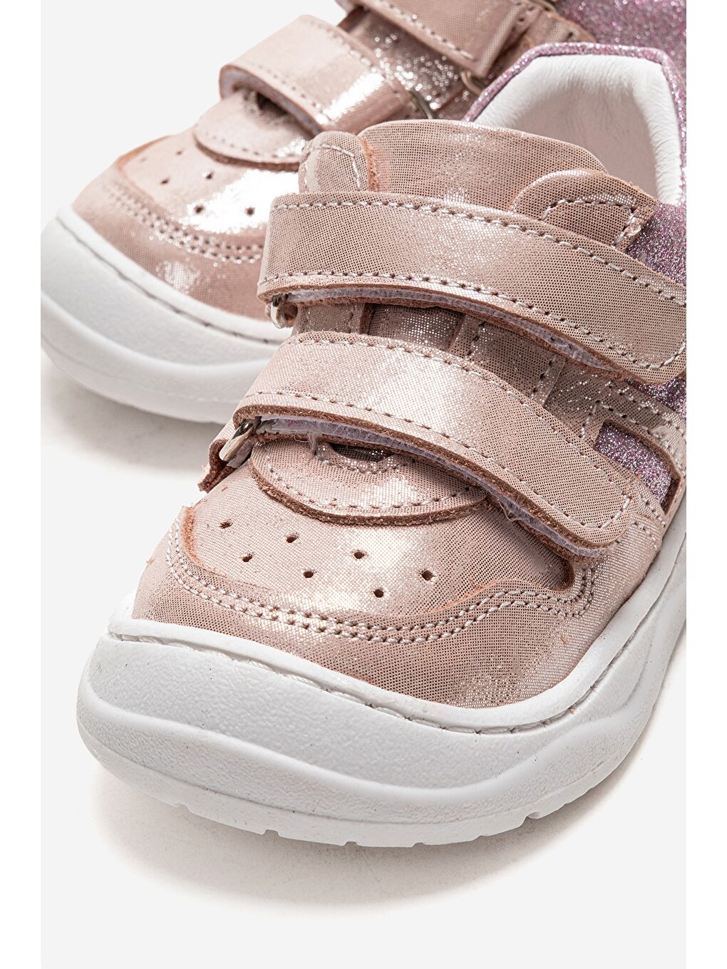 Pembe Unisex Çocuk Pudra Hakiki Deri Günlük İlk Adım Ayakkabı-1