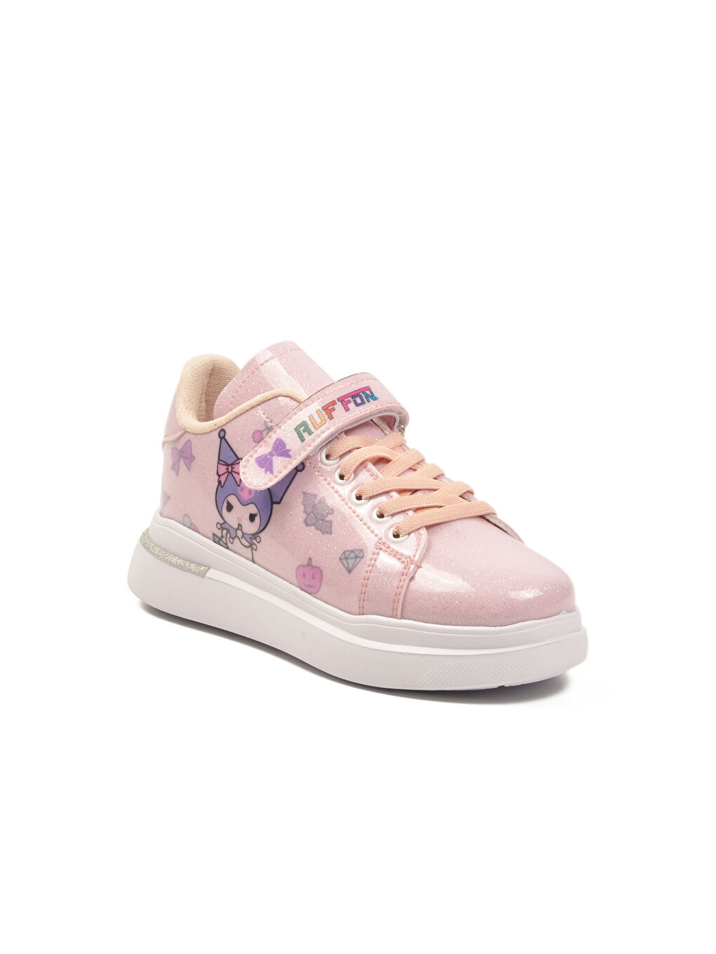 Gri Pudra Rugan Simli Cırtlı Hafif Kız Çocuk Spor Ayakkabı 2540-26K F-2