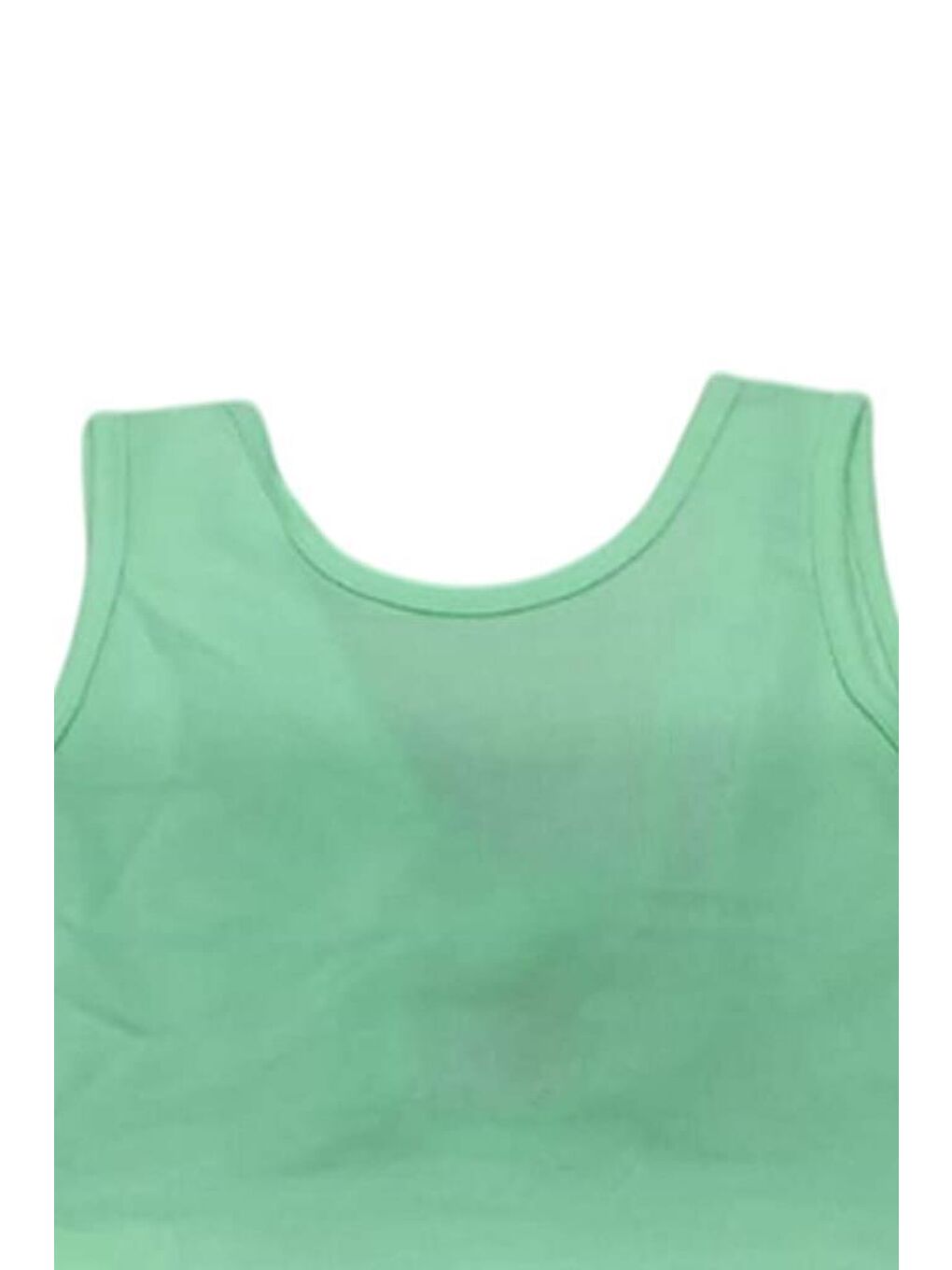 Kız Çocuk Bisiklet Yaka Askılı Sırtı Açık Bağlama Detaylı Fitilli Yeşil Bluz-2