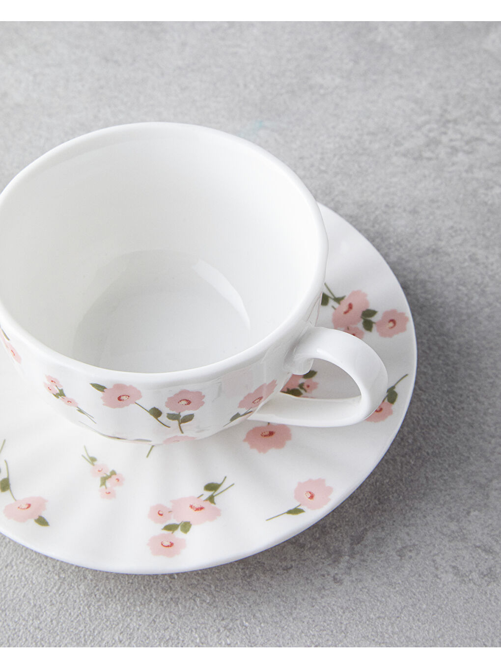 Cordelia New Bone China 4 Parça 2 Kişilik Kahve Fincan Takımı 90 ml Beyaz - Pembe-3