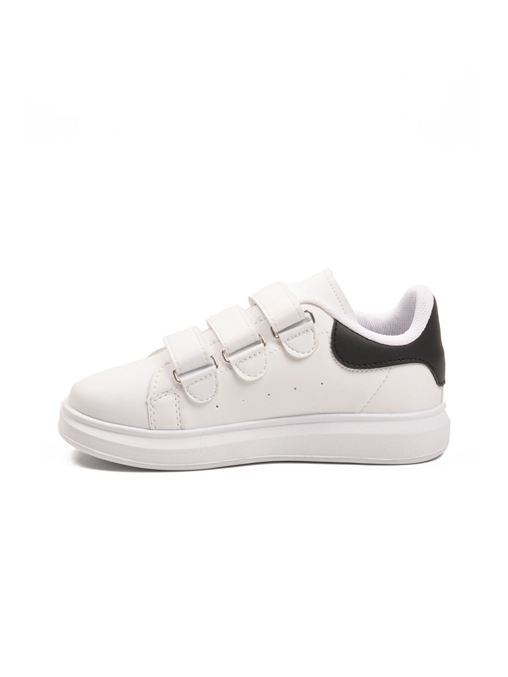 Beyaz Siyah Cırtlı Hafif Erkek Çocuk Spor Ayakkabı 2480-26K F-1