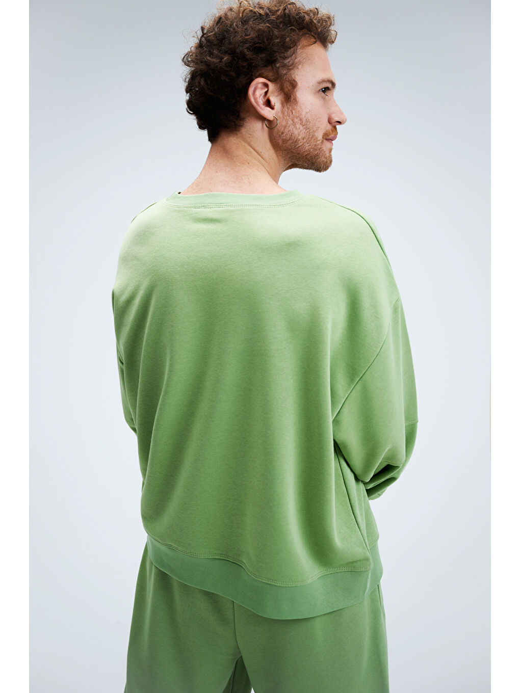 Erkek Timeless Oversize Fıstık Yeşili Sweatshirt-3