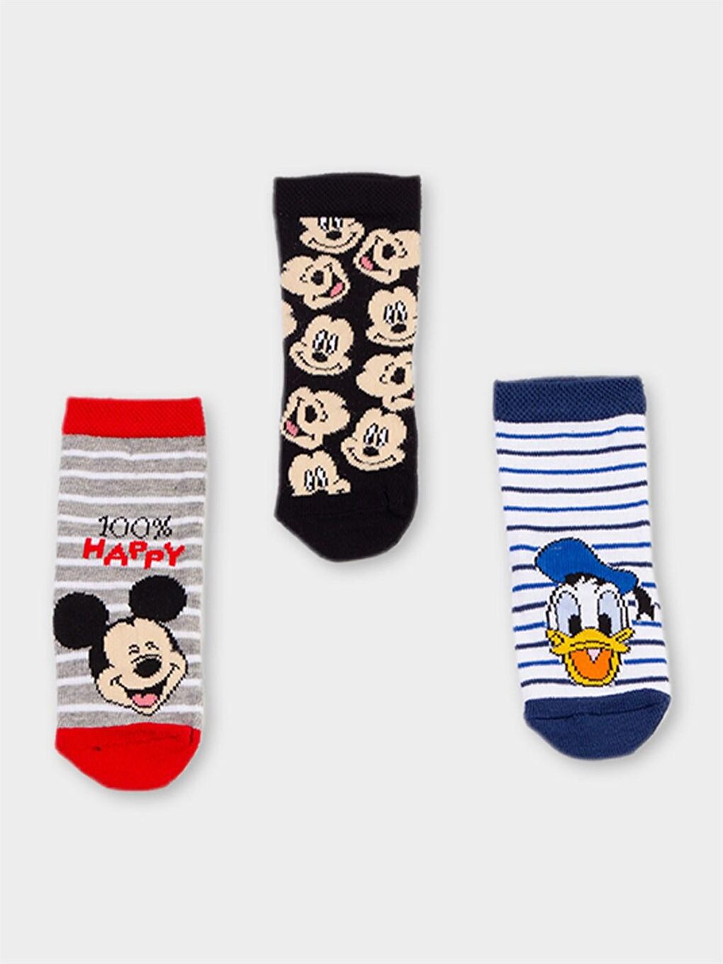 Siyah Mickey Mouse Lisanslı Erkek Bebek 3 Çift Soket Çorap 20517