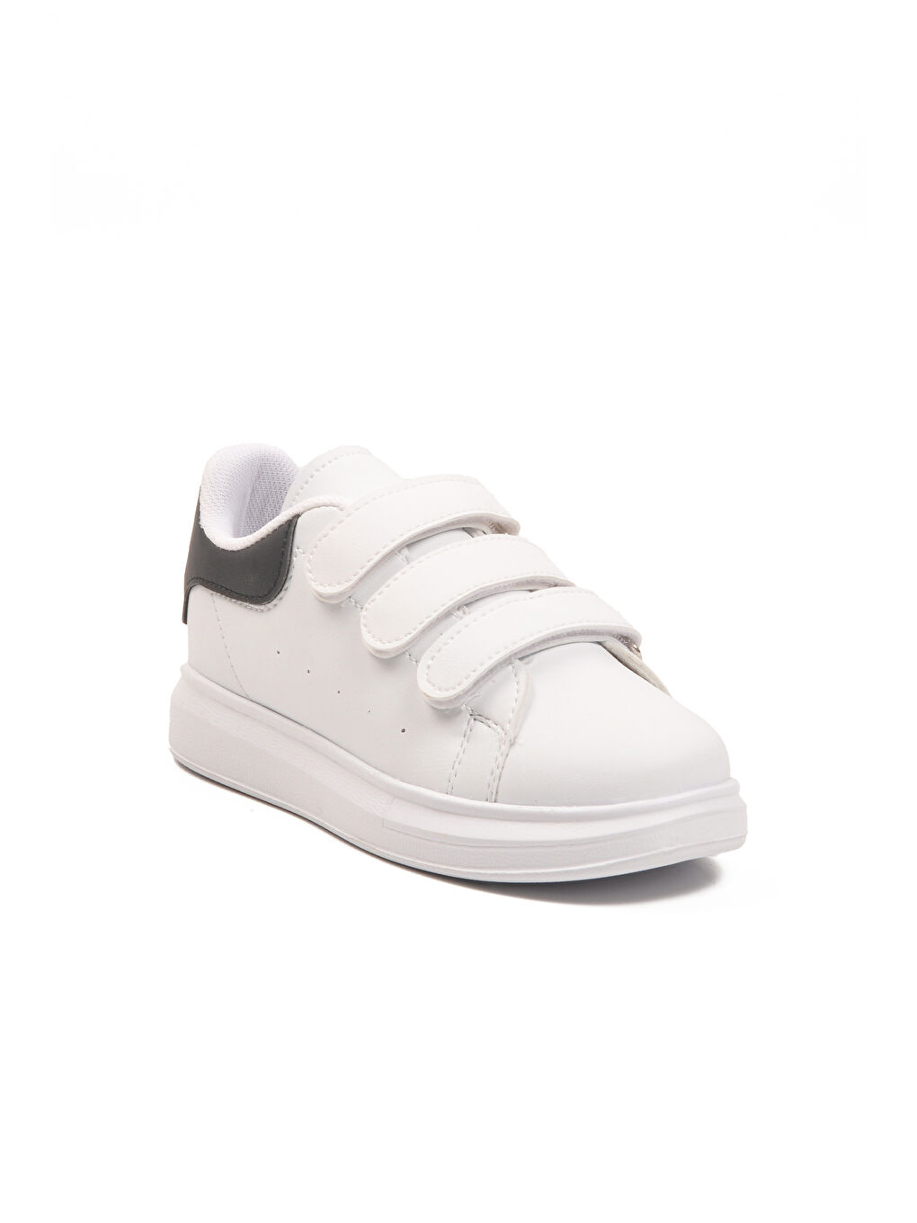 Beyaz Siyah Cırtlı Hafif Erkek Çocuk Spor Ayakkabı 2480-26K F-2