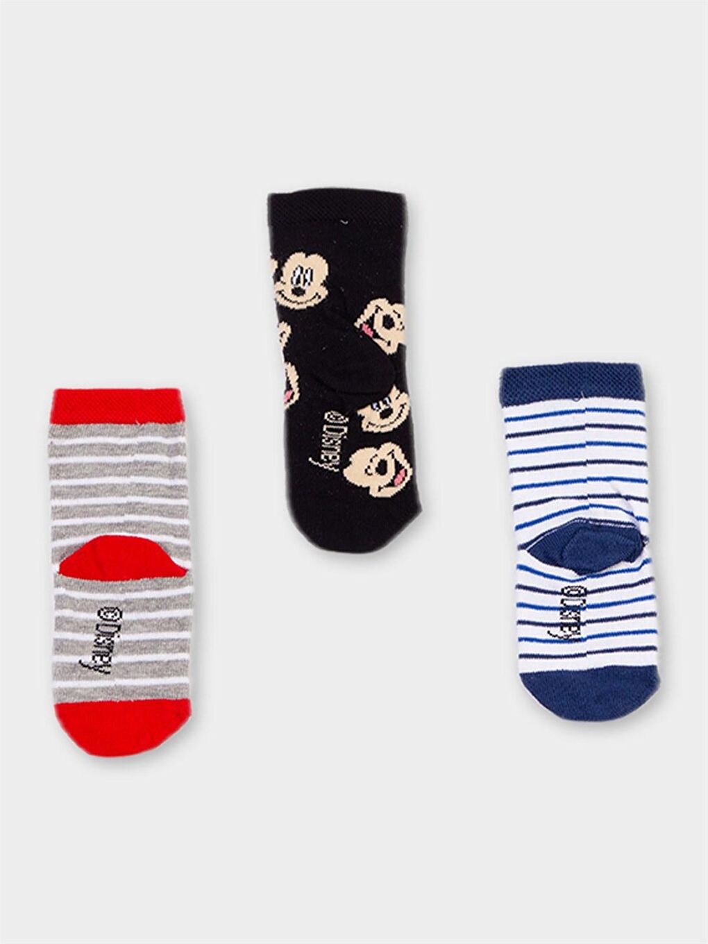 Siyah Mickey Mouse Lisanslı Erkek Bebek 3 Çift Soket Çorap 20517-1