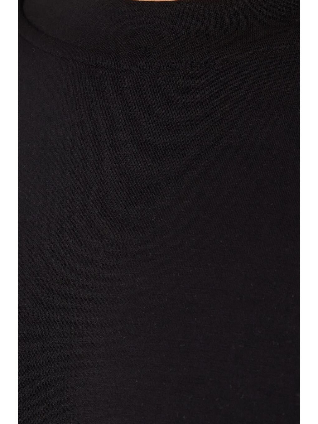 Kadın Relax Fit Rahat Kesim Bisiklet Yaka Siyah Sweatshirt-5