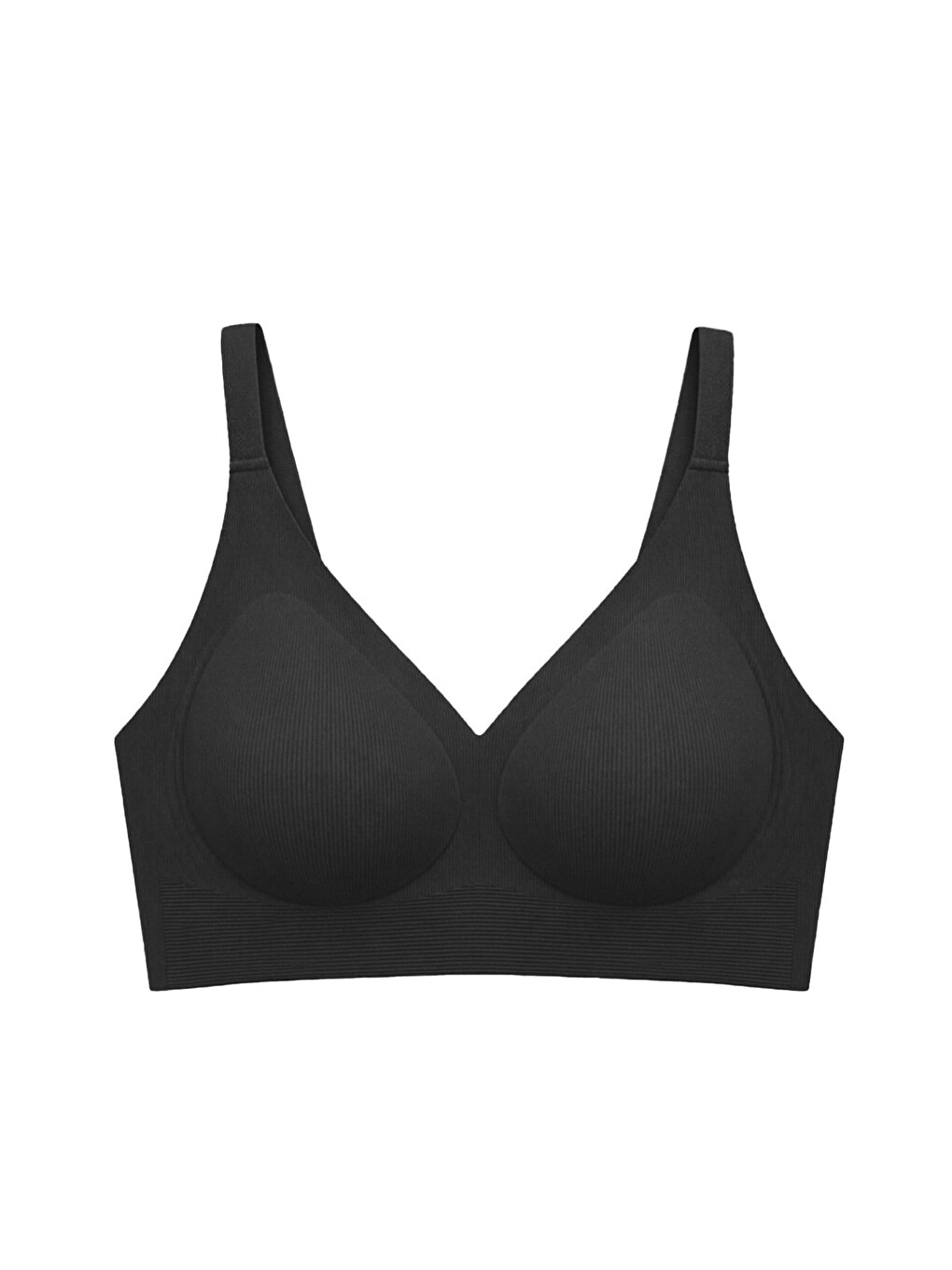 Seamless Bra - Velora | Siyah Lazer Kesim Balensiz Rib Dokulu Dikişsiz Kadın Sütyen