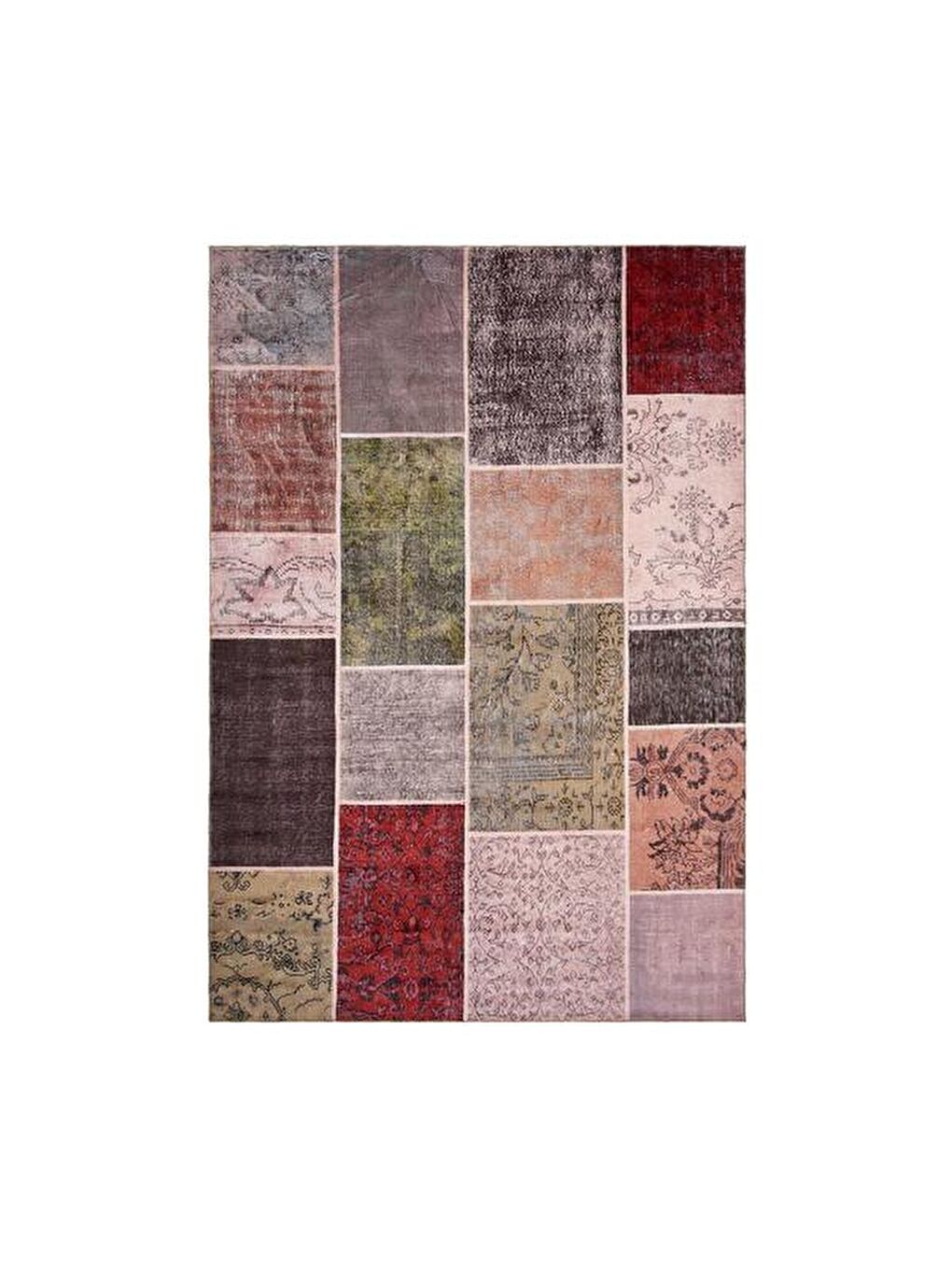 Kahverengi Kadife Patchwork Halı - Toprak - 160x230 cm