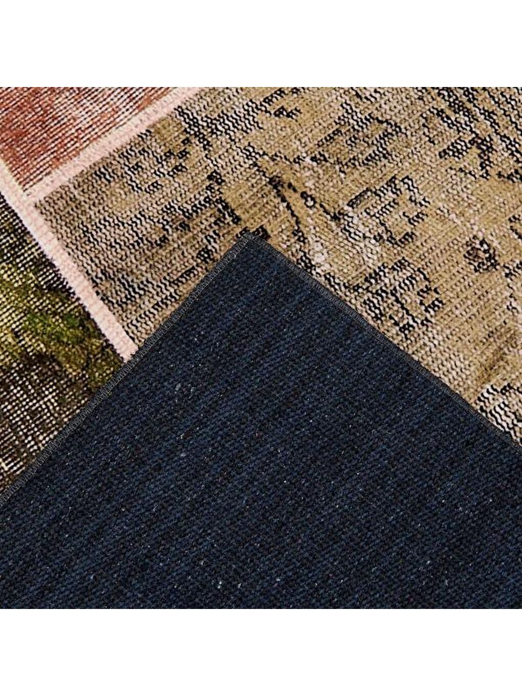 Kahverengi Kadife Patchwork Halı - Toprak - 160x230 cm-2