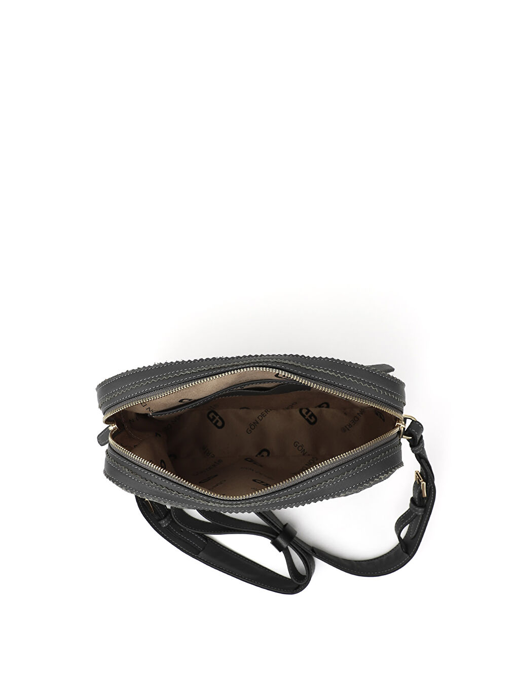 Gri Kadın GRİ Hakiki Deri Hasır Örgü Uzun Askılı Omuz Çantası-4