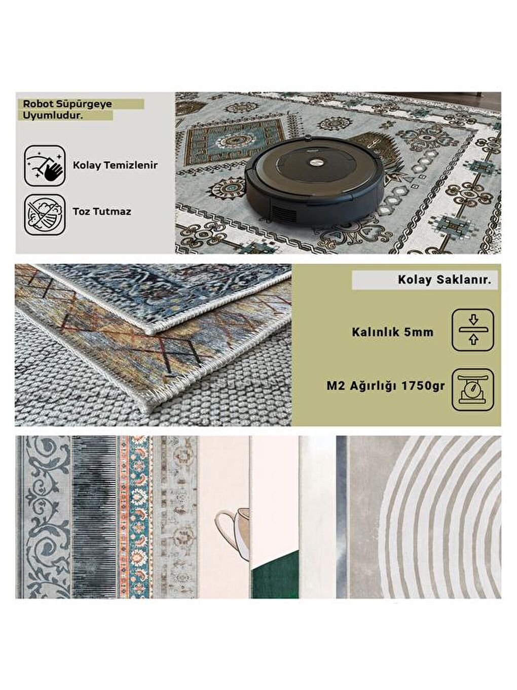 Kirpi Figürlü Halı -Gri - 80x150 cm-1