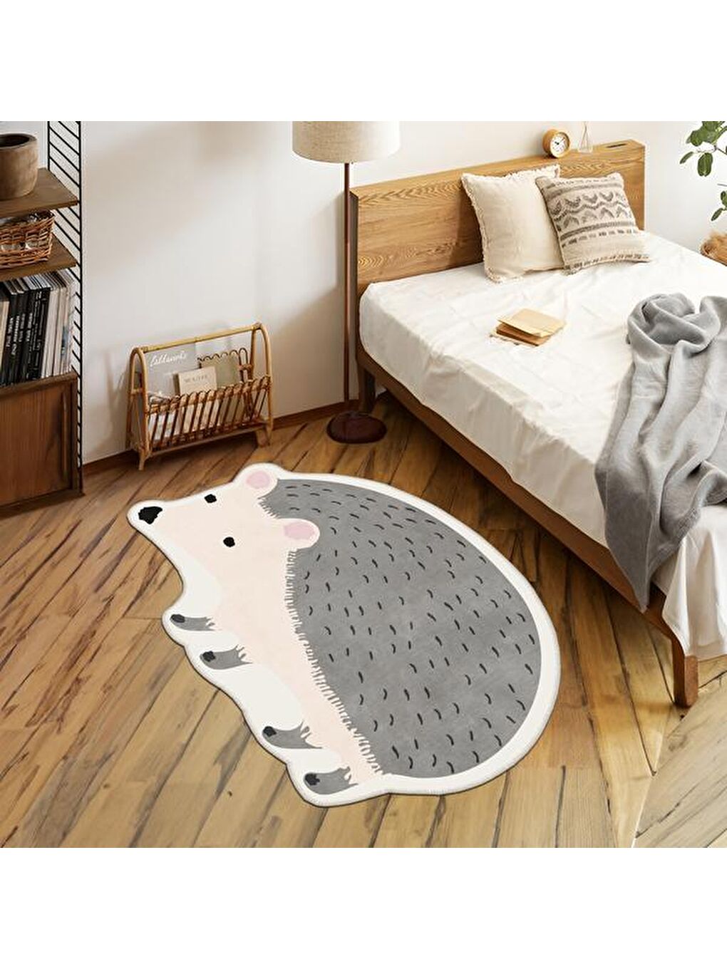 Kirpi Figürlü Halı -Gri - 80x150 cm-3