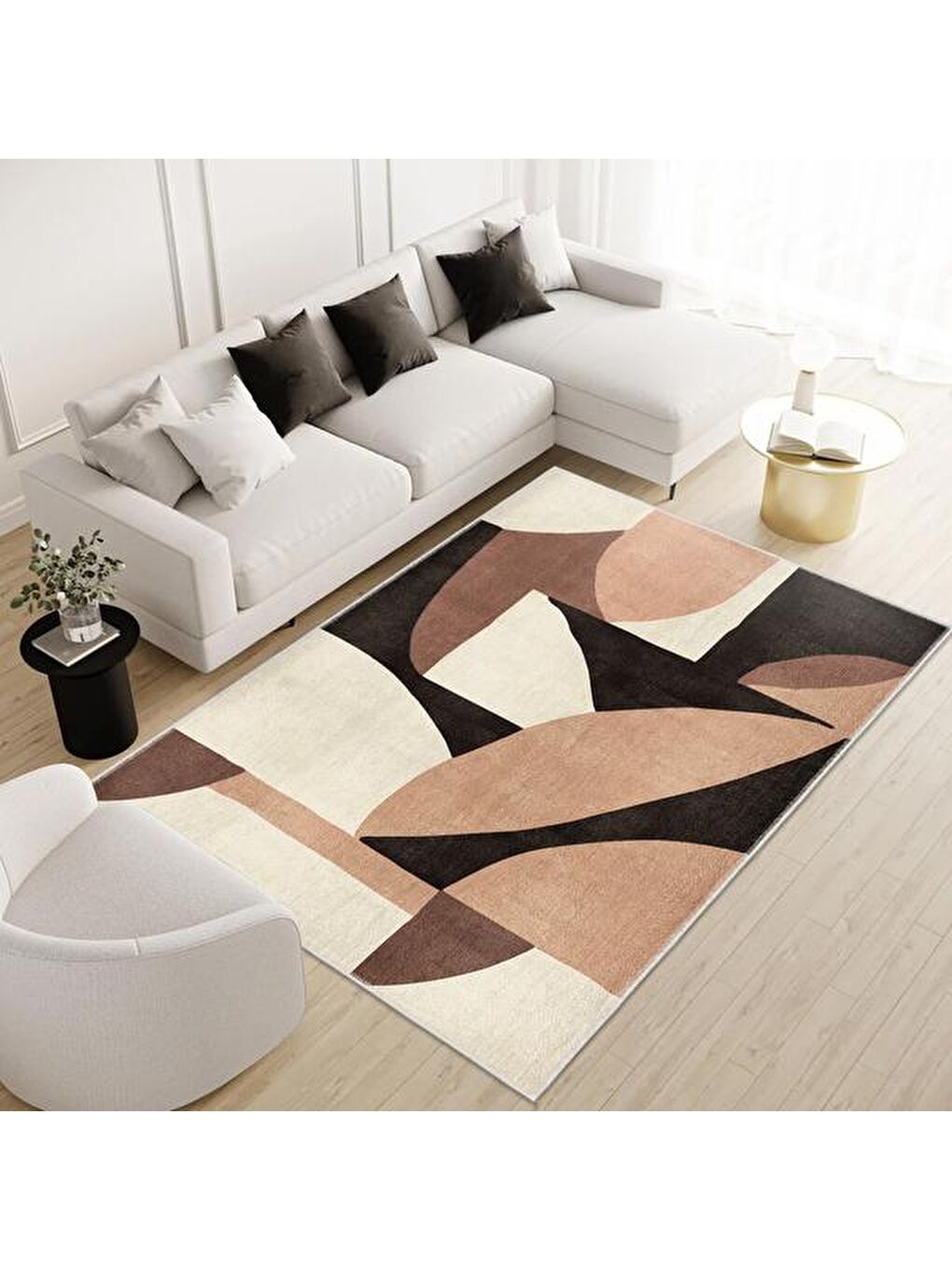 Karışık Geometrik Desenli Halı - Renkli - 160x230 cm