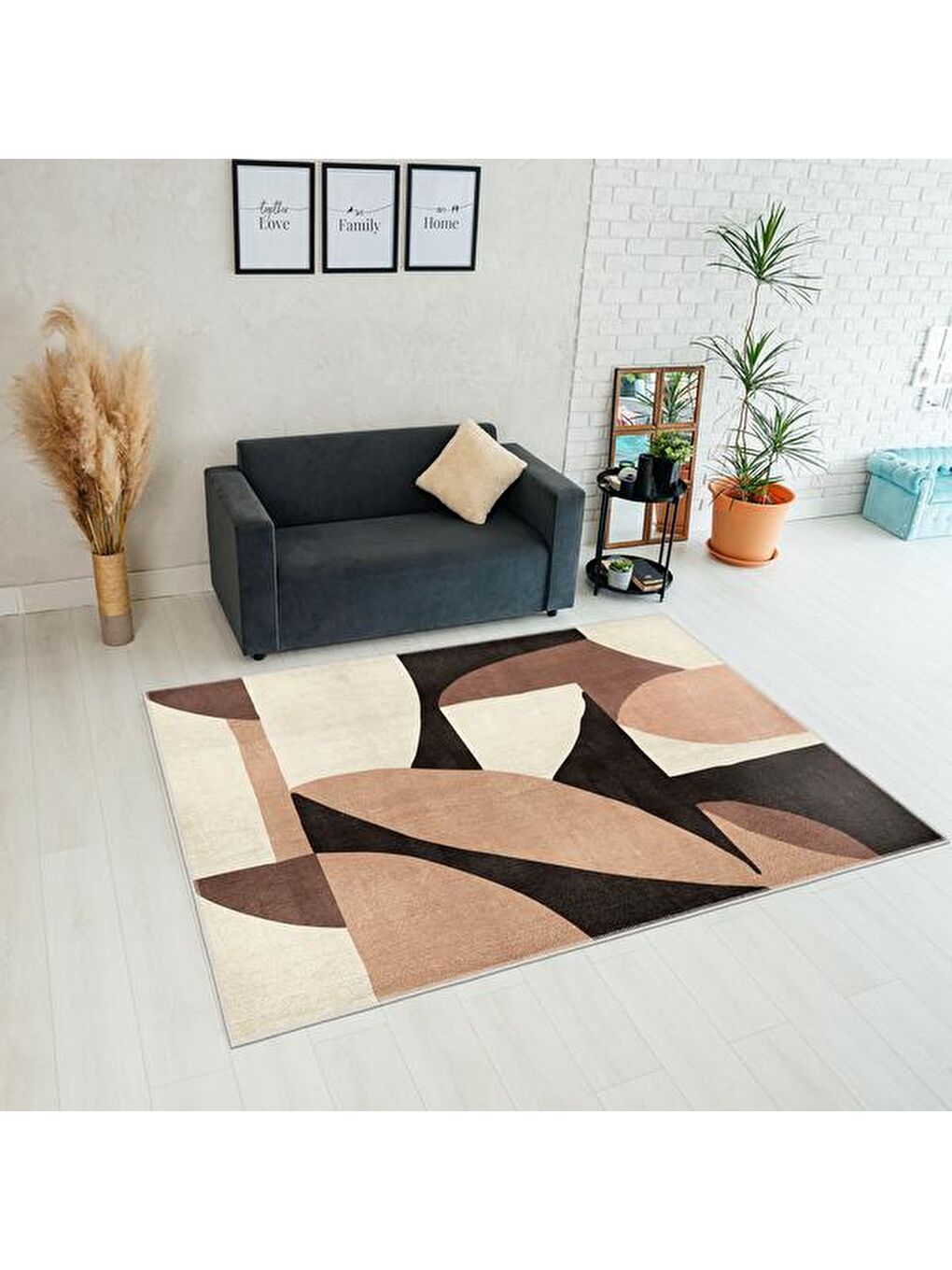 Karışık Geometrik Desenli Halı - Renkli - 160x230 cm-3