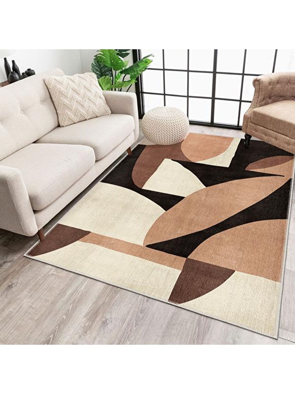 Karışık Geometrik Desenli Halı - Renkli - 160x230 cm-7