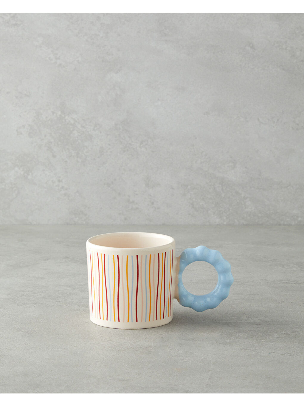 Beyaz Stripe Flow Seramik Kupa 260 ml Renkli
