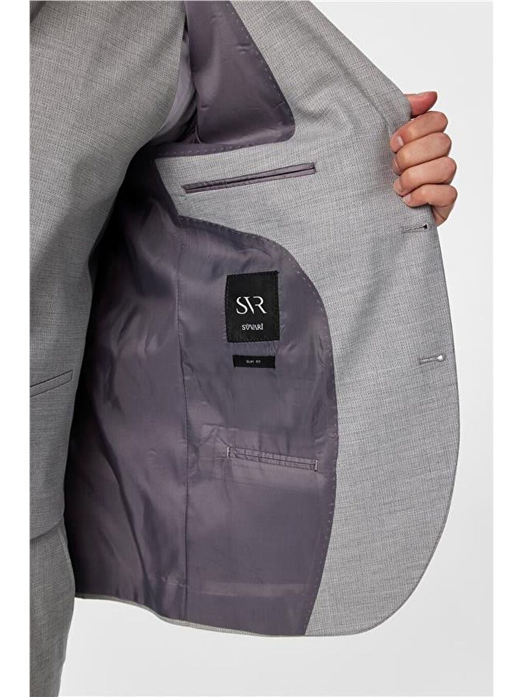 Gri Slim Desenli Mono Yaka 6 Drop Yelekli Takım Elbise-5