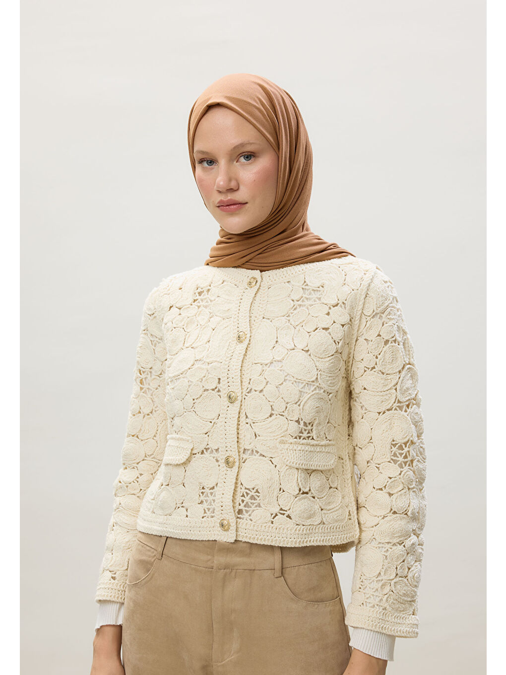 Kahverengi Penye Şal Fındık Kabuğu-4