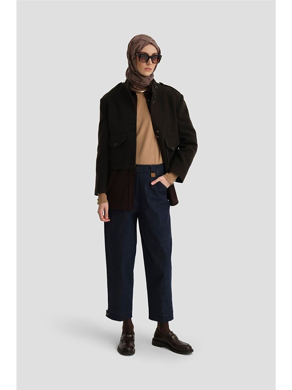 Paça Manşetli Denim Havuç Pantolon 24K2702 Lacivert-1