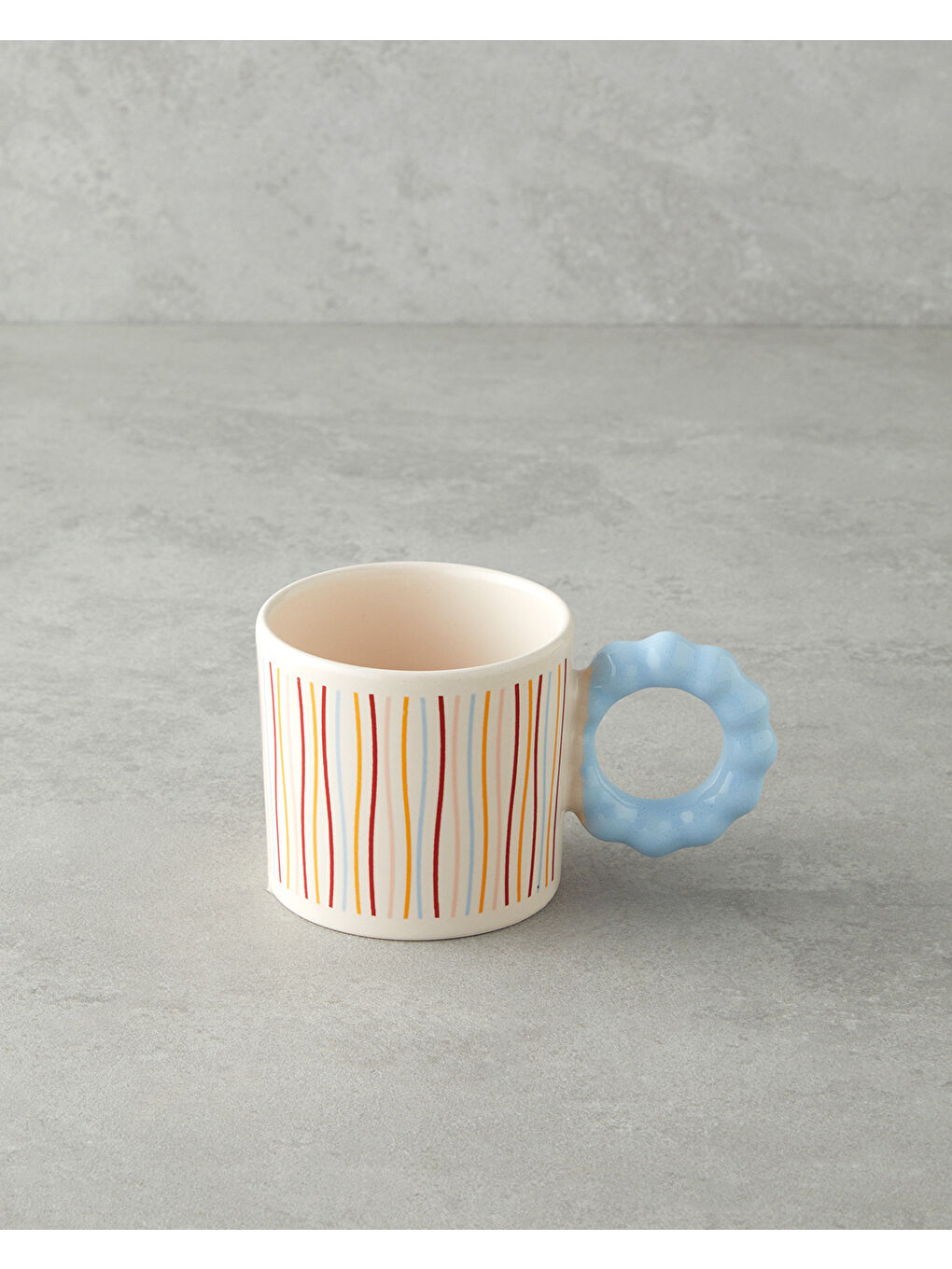 Beyaz Stripe Flow Seramik Kupa 260 ml Renkli-1