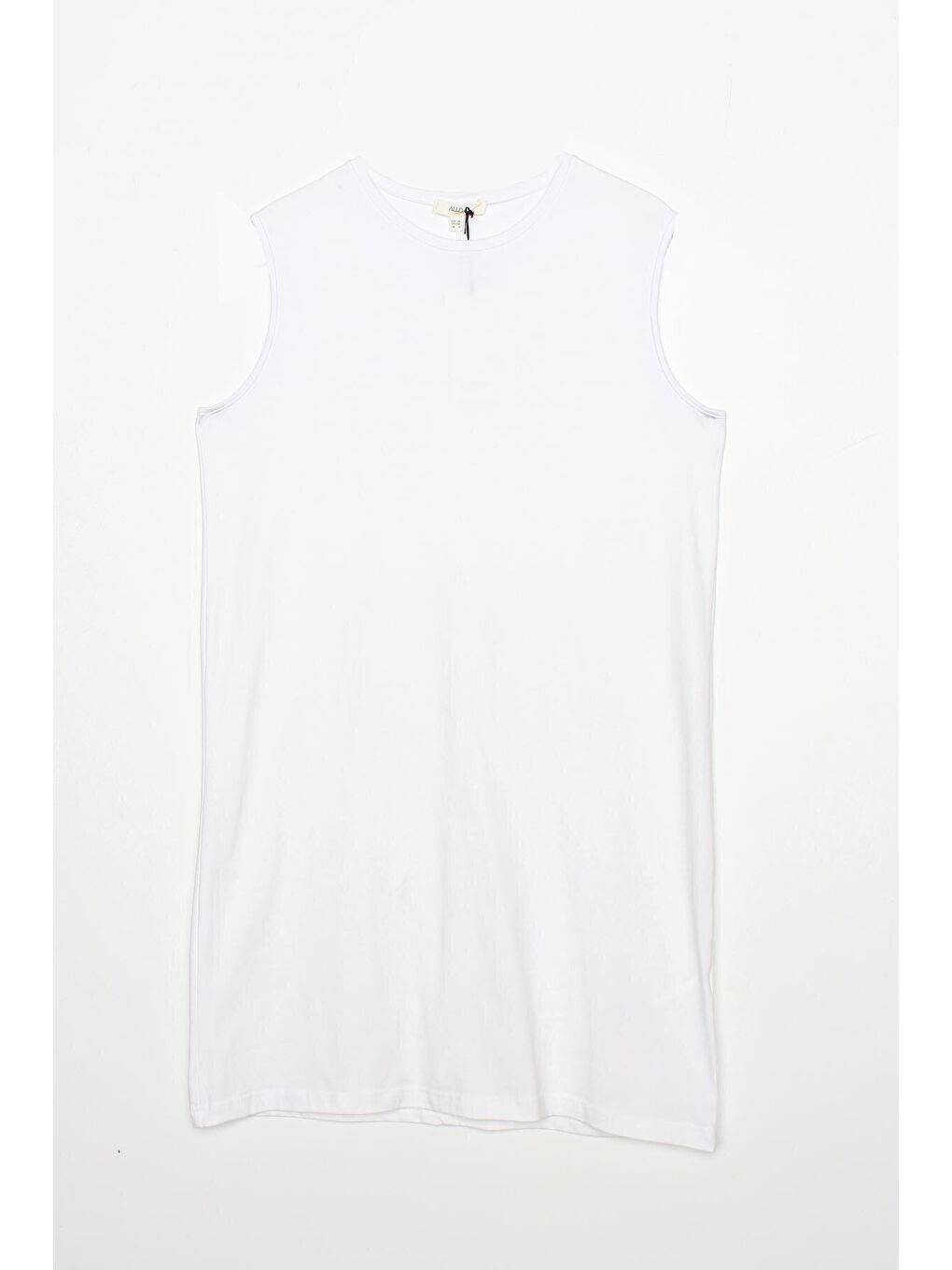 Beyaz Yaka Biyeli Kolsuz Basic Tunik-3