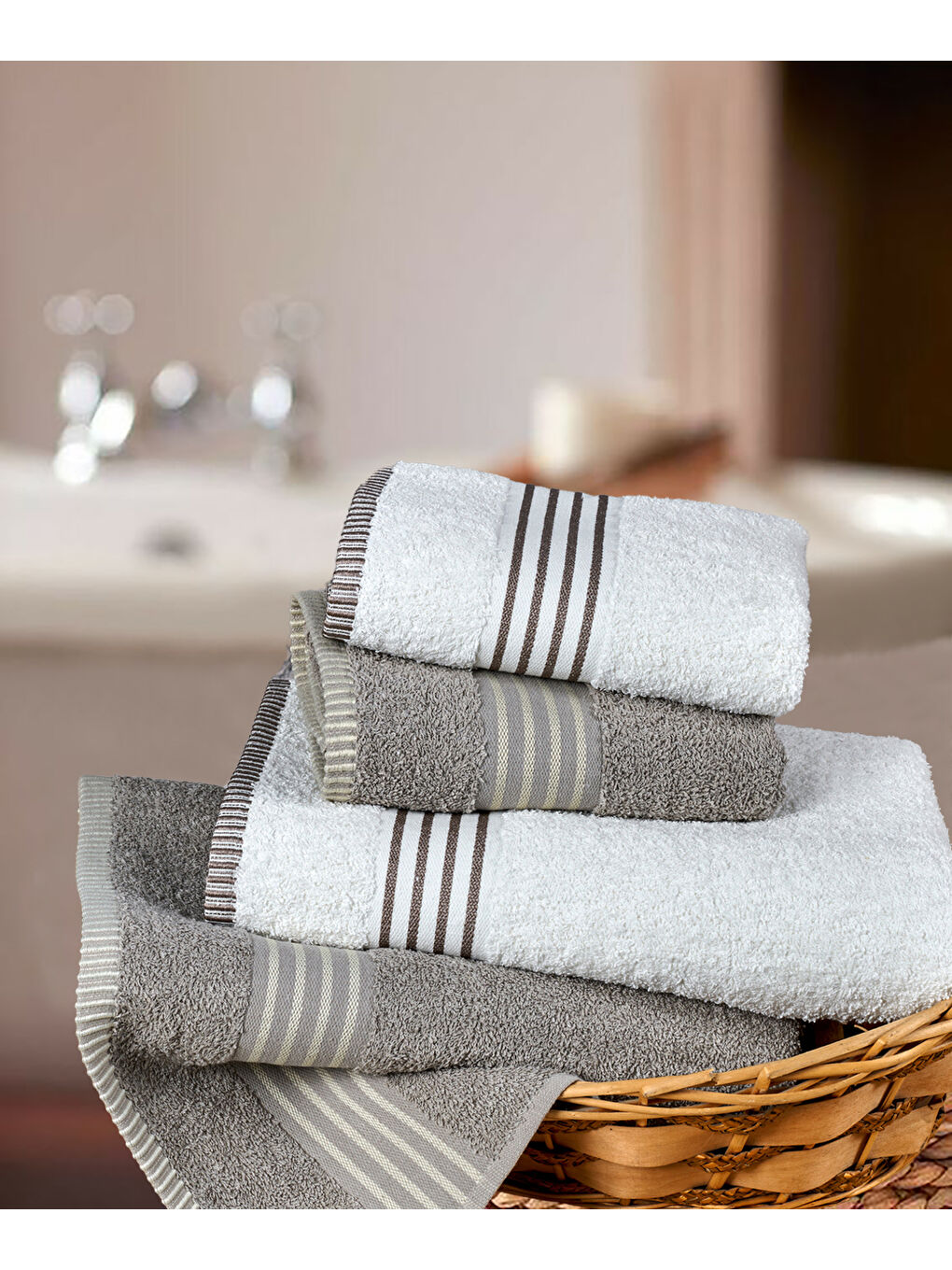 Bej Banyo Havlu Takımı Oscar Taş -Krem 50x85cm(2Ad.) + 70x140(2Ad.)-2