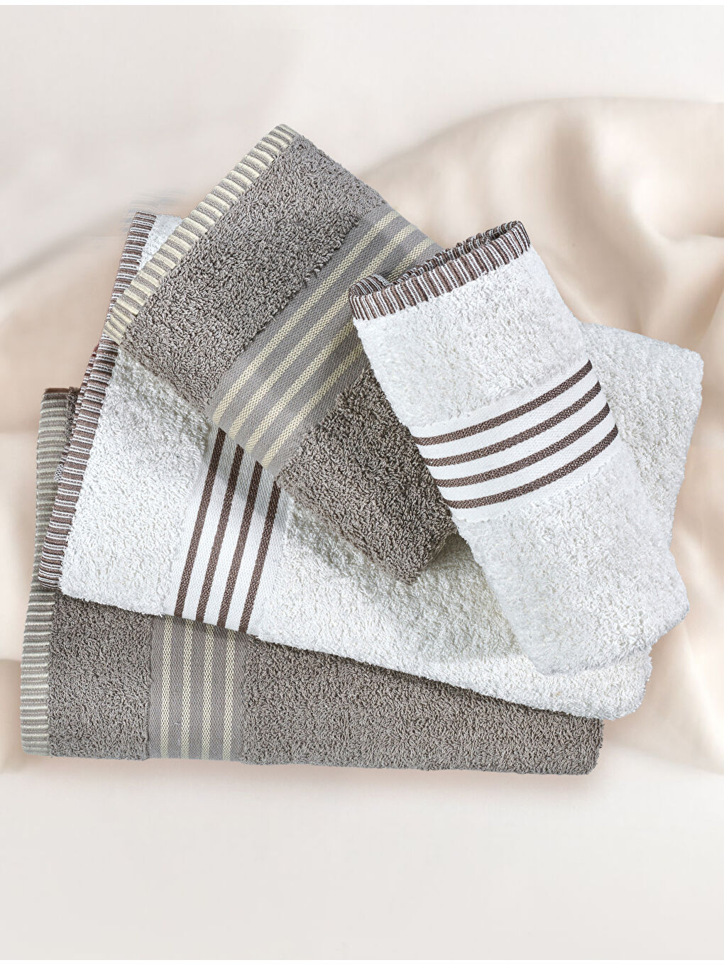 Bej Banyo Havlu Takımı Oscar Taş -Krem 50x85cm(2Ad.) + 70x140(2Ad.)-3