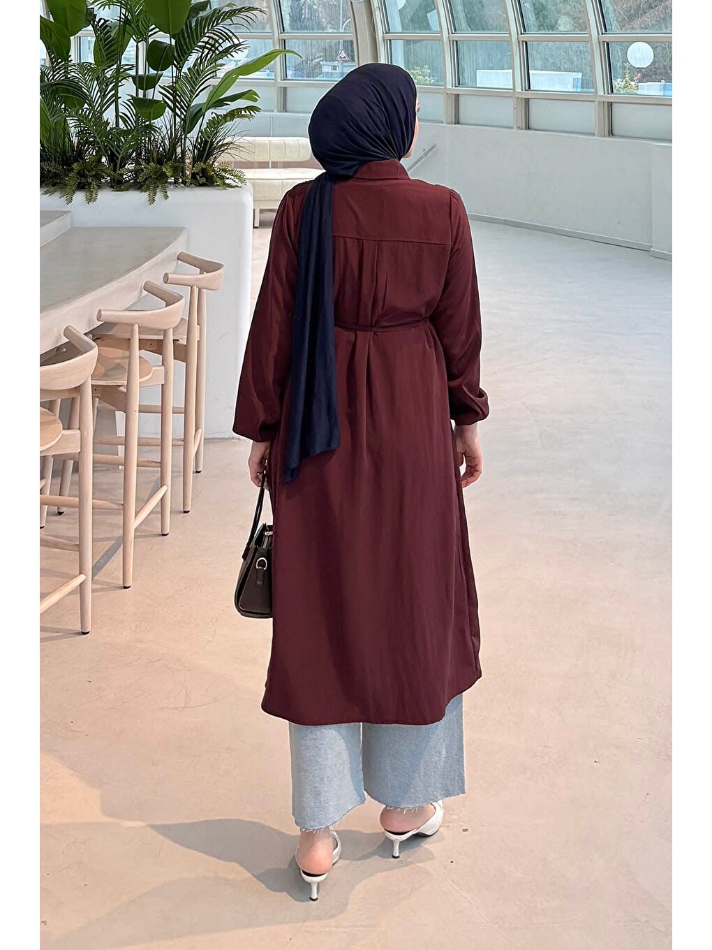 Cupra Bağlama Detaylı Tunik Bordo-3