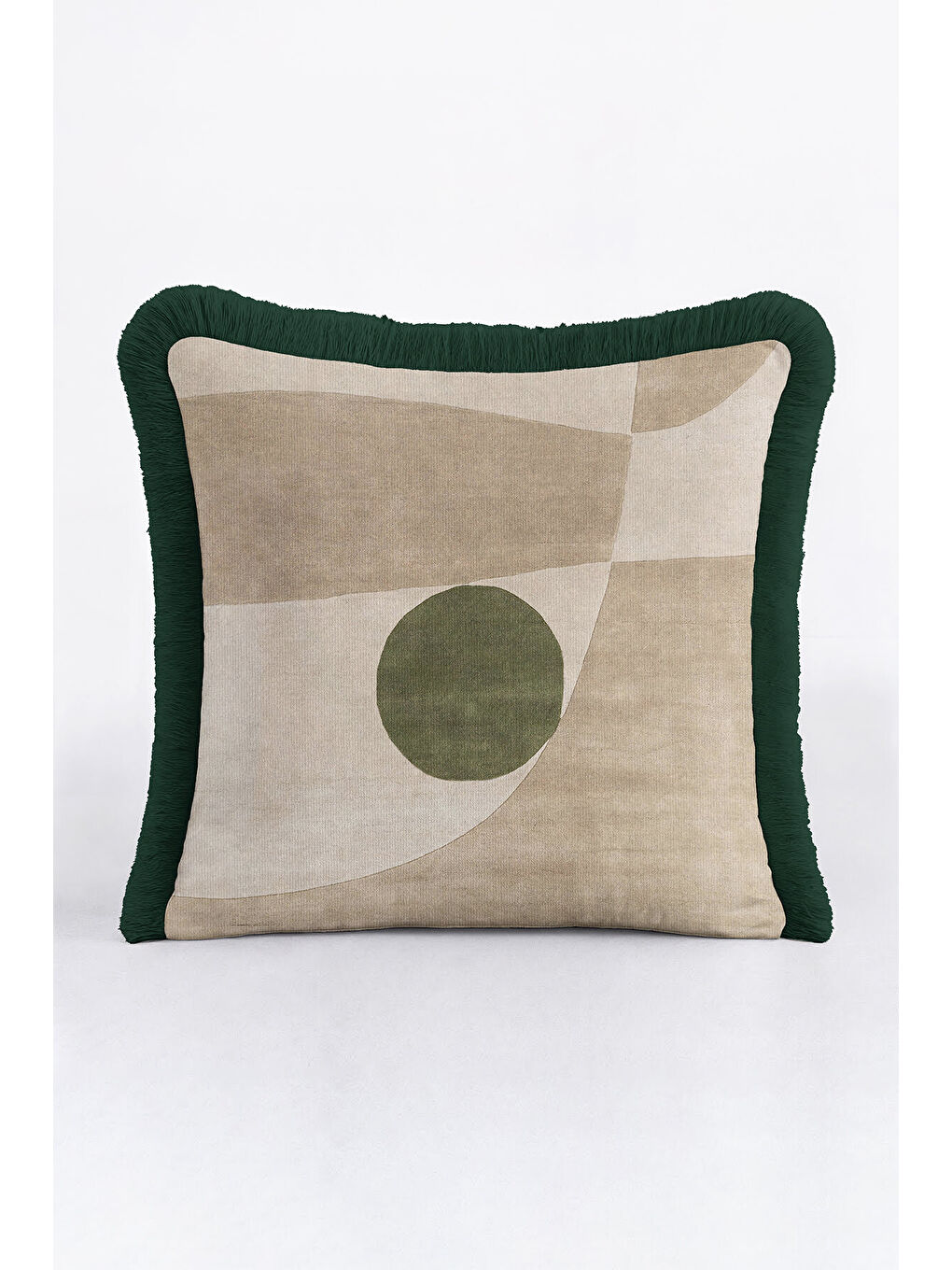 Karışık Modern Geometrik Saçaklı Yastık Kılıfı - Minimalist Doğal Yeşil Rustik Püsküllü Kırlent Kılıfı-2