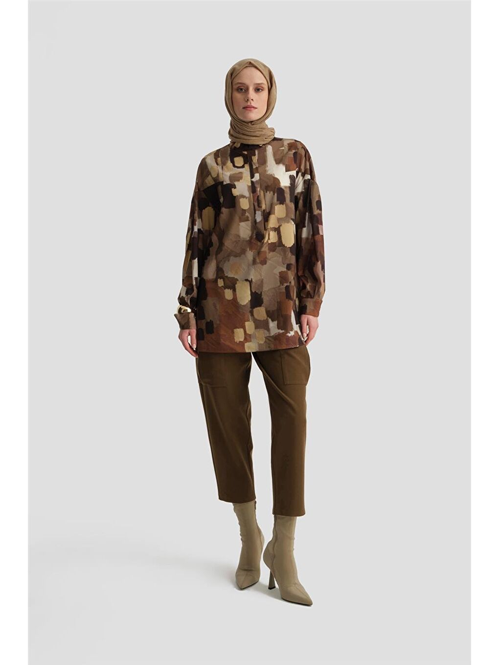 Beli Daraltılabilen Gabardin Pantolon 24K2705 Haki-2