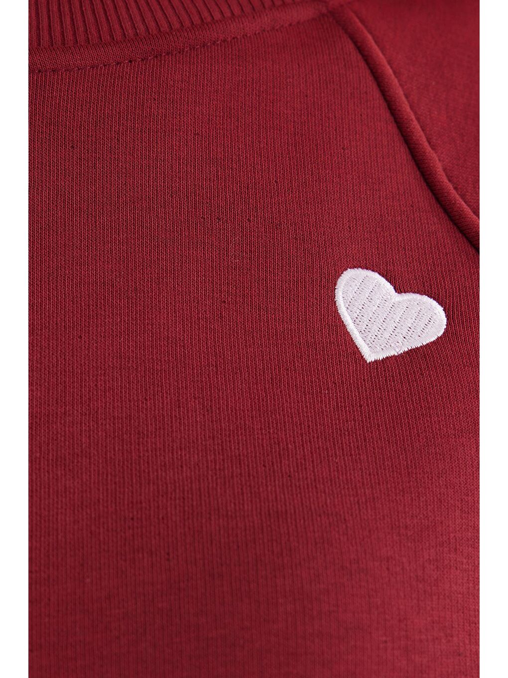 Kadın Regular Fit Klasik Kesim %100 Pamuk Baskılı Bisiklet Yaka Bordo Sweatshirt-5