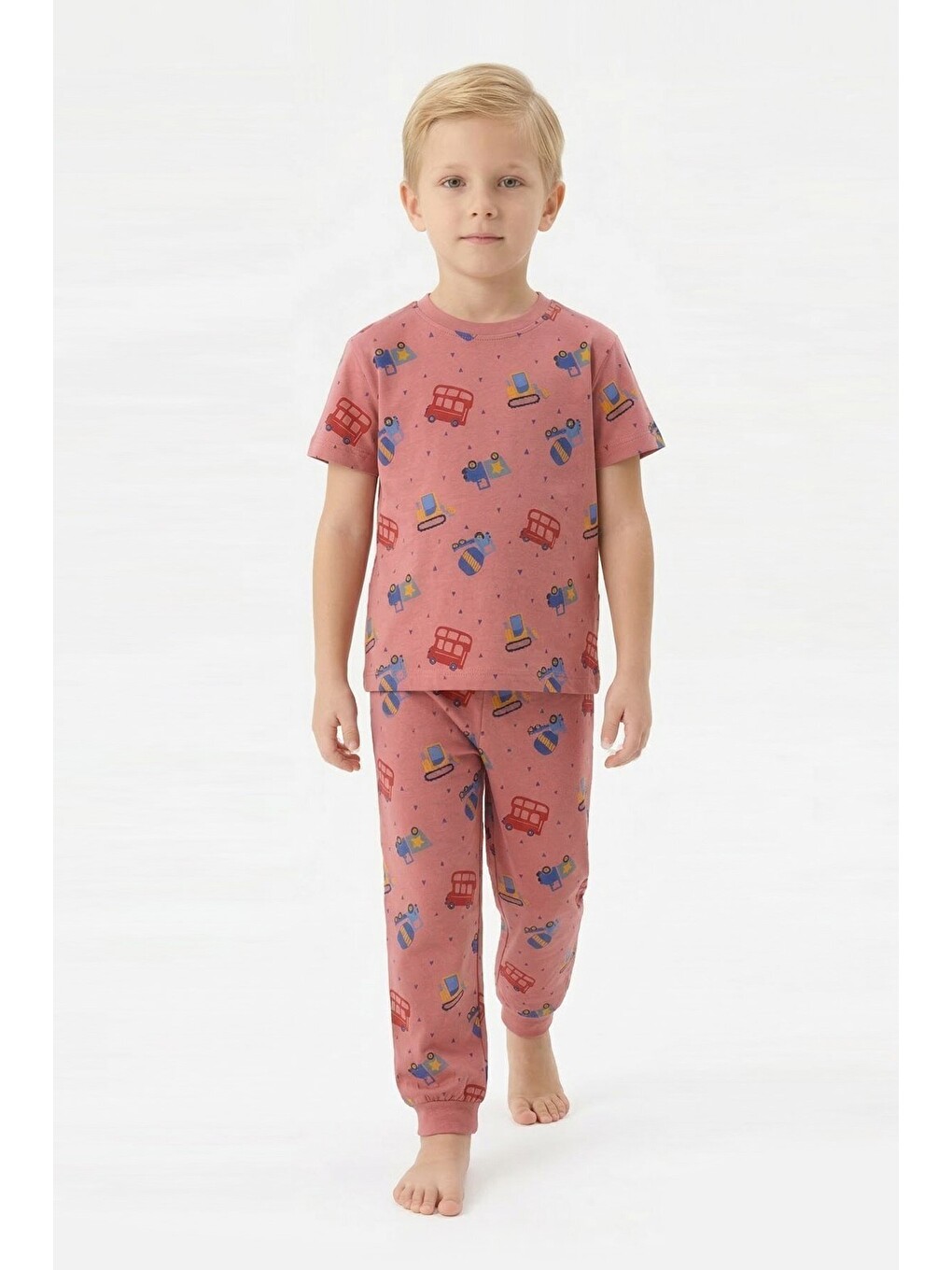 Mercan Erkek Çocuk %100 Pamuk Kumaş Ve Baskılı Pijama Takımı 3-13 Yaş 12686IS-3