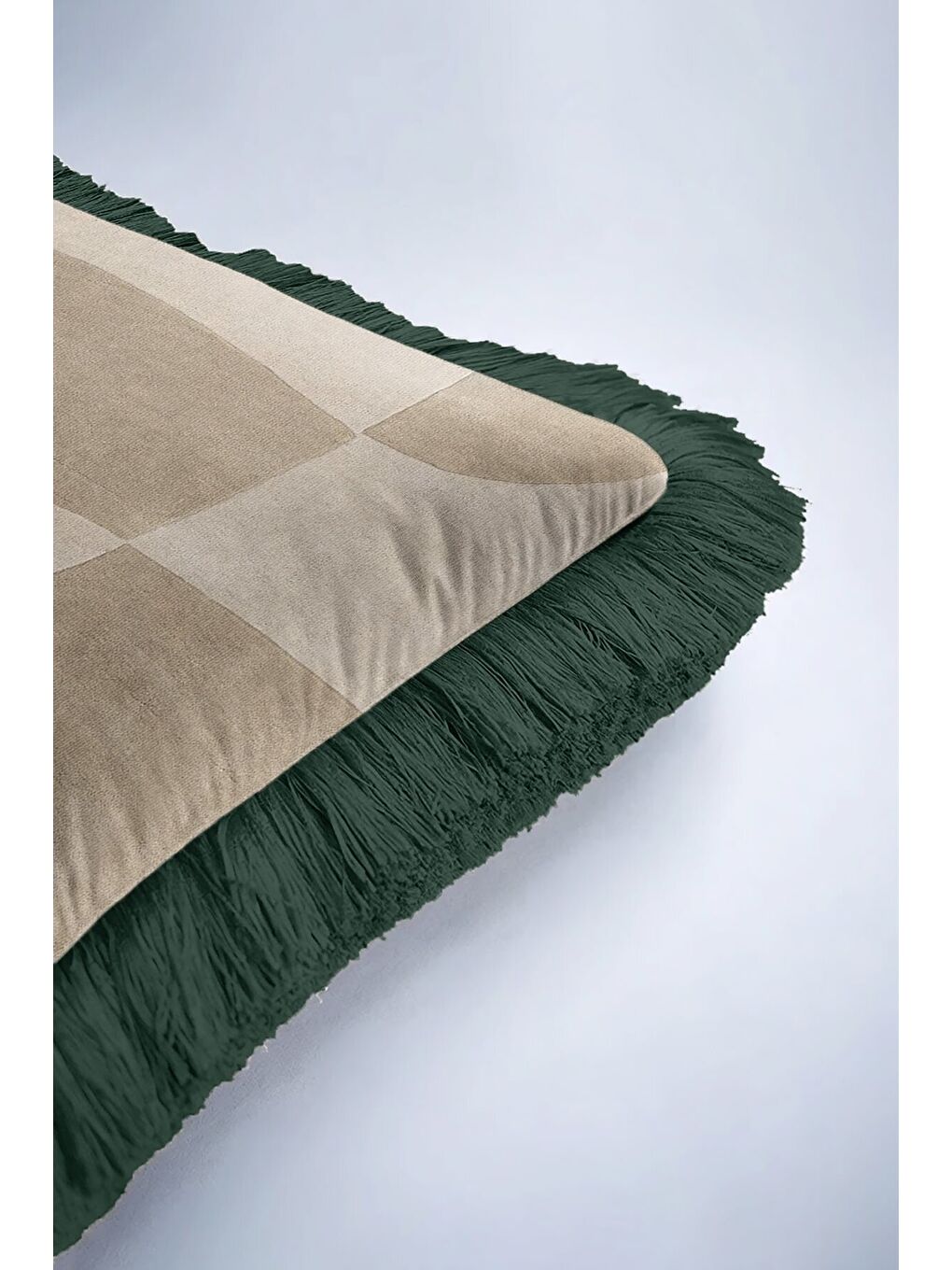 Karışık Modern Geometrik Saçaklı Yastık Kılıfı - Minimalist Doğal Yeşil Rustik Püsküllü Kırlent Kılıfı-6