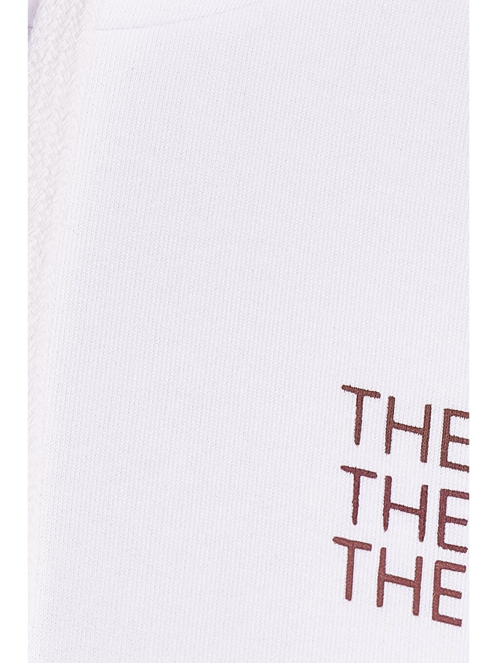 Kadın Oversize Geniş Kesim Pamuklu Yumuşak Dokulu İçi Polarlı Baskılı Beyaz Kapüşonlu Sweatshirt-5