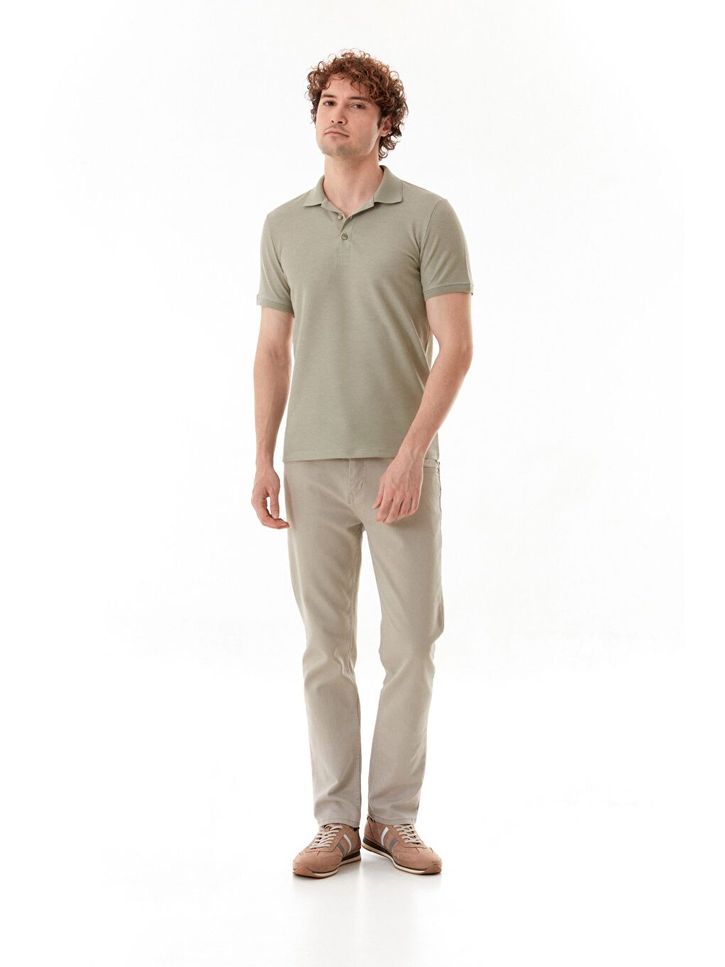 Turkuaz Waffle Kumaş Slim Fit Polo Yaka Tişört-2