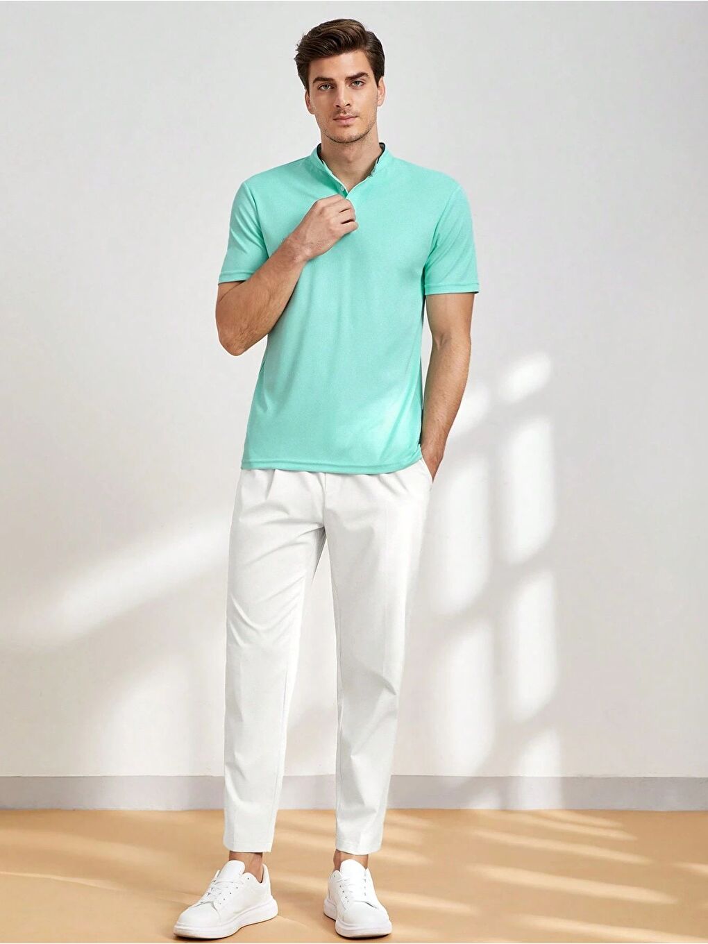 Beyaz Erkek Pantolon Beli Lastikli Jogger Pantolon Cepli Fit ERKEK-JOGGER-3