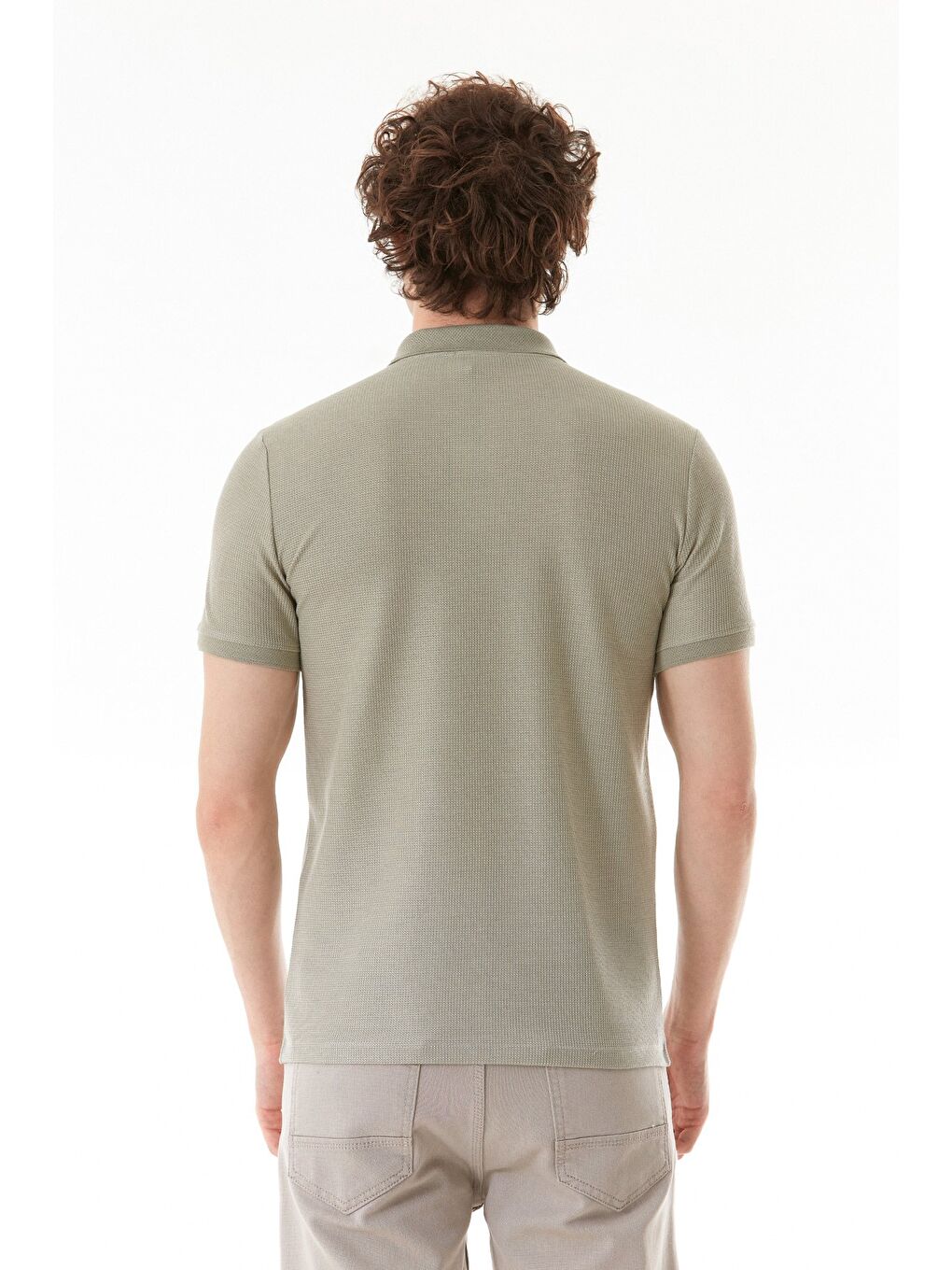 Turkuaz Waffle Kumaş Slim Fit Polo Yaka Tişört-3