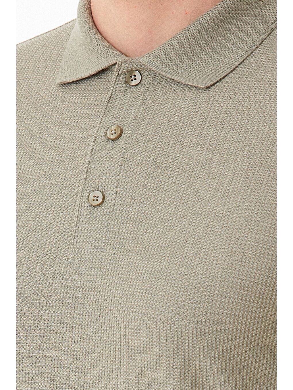 Turkuaz Waffle Kumaş Slim Fit Polo Yaka Tişört-4